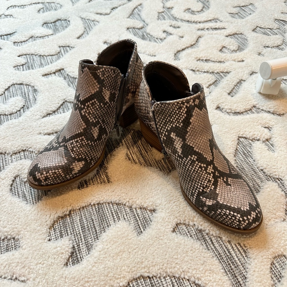 Fergie Black and Gray Ankle Booties with Western Influence